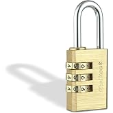 Kwikset Brass Combination Padlock, 3-Digit, 1-1/8" Body, 1" Shackle | Resettable Code Fits Lockers, Cabinets and Toolboxes; 1-1/8 in Brass Body with 1 in Shackle, No Keys Needed