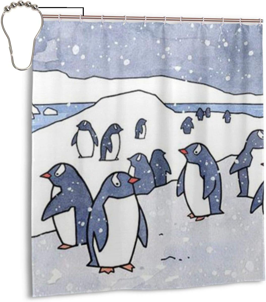 Amazon Com Chhcac Bathroom Decoration Penguin Cozy Lovely Shower Curtain Decor Kitchen Dining