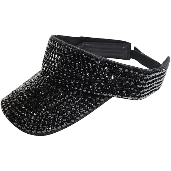*NEW* AB Rhinestone Crystal Studded Accent Black Visor Hat Cap Accessories | Fabulous Orange Ab Rhinestone Crystal Studded  main image 2