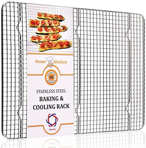 Stainless Steel Non-Stick Cooling &amp; Baking Rack for Easy Cooking by Hexada – Dishwasher &amp; Oven Safe, 16.5X11.5”, Great for Grill , Stove and Barbeque Use ; Durable , Heavy Duty and Sturdy