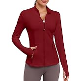 VUTRU Women Athletic Jacket Fitted Workout Running Zip Up Track Coat | Thumb Holes Pockets for Yoga Gym Travel