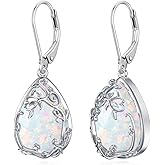 HPQQ Celtic Filigree Earrings 925 Sterling Silver Teardrop Gemstone Dangle Earrings Fine Jewelry Gifts for Women
