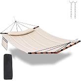 TegerDeger 12FT 2 Person Hammock with Stand V-Shape Spreader Bar - Beige | Anti-flip,Large Hammock,450LB Capacity,Durable Nylon Rope,Premium Fabric,for Outside, Patio, Garden, Backyard, Beach