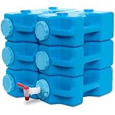 AquaBrick 3 Gallon Long Term Water Storage Container, Stackable, BPA Free, Blue (6)