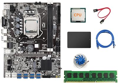 Oikabio B75 Mining Motherboard CPU Fan 4G DDR3 RAM 120G SSD 8 USB3.0 LGA1155