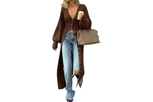 Saodimallsu Womens Long Cardigans V Neck Button Down Chunky Knit Dusters Sweater Coat Fall Trendy Maxi Sweater Dress