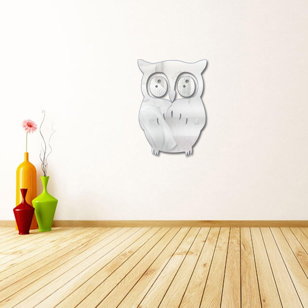 MYEDO 3D Mirror Owl Wall Sticker Mural Decal Home Room Decor