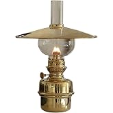 Kings County Tools Naval-Style Oil Lamp with Glass Bulb, Brass, 10&rdquo; x 14.5&rdquo; | Nautical Lantern with Captain&rsquo;s Shade, Decorative Kerosene Lantern with Adjustable Wick, Oil Lamps for Indoor or Outdoor Use
