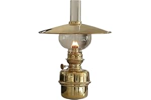 Kings County Tools Oil Lamp - 14.5” Tall Nautical Lamp with Captain’s Shade, Brass Body, and Glass Bulb - Decorative Kerosene Lantern with Adjustable Wick - Oil Lamps for Indoor or Outdoor Use