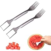 2PCS Watermelon Fork Slicer Cutter, Watermelon Fruit Slicer Cutter Tool,Dual Head Stainless Steel Fruit Forks Slicer Knife fo