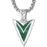 Flpruy Arrowhead Necklace for Men 925 Sterling Silver Turquoise Abalone Opal Malachite Jewelry Gifts for Men Women