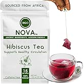TIGO NOVA Premium Hibiscus Tea Bags, 100% Plant-Based Ingredients & Caffeine free | Authentic African Origin | Eco-conscious Teabags | 15 count