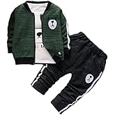YIKIURL Baby Boys 3pcs Clothing Suit Long-Sleeve T-Shirt + Jacket + Pants Newborn Casual Sports Clothes