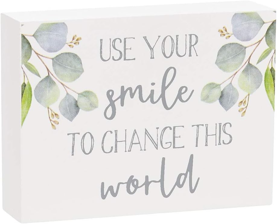 Collins Painting Inspirational Mini Wood Block Sign, 4" (Use Your Smile to Change The World)