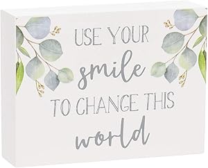 Collins Painting Inspirational Mini Wood Block Sign, 4" (Use Your Smile to Change The World)