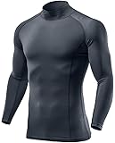 ATHLIO Men's Fit Mock Long Sleeve Compression Shirts, Athletic Workout Shirt, Cool Dry Active Sports Base Layer Top