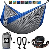 Double Camping Hammock - XL Hammocks, FREE Premium Straps & Carabiners - Lightweight + Compact Parachute Nylon - Backpacker Approved and Ready for Adventure! 400LB - 10.5ft x 6.5ft