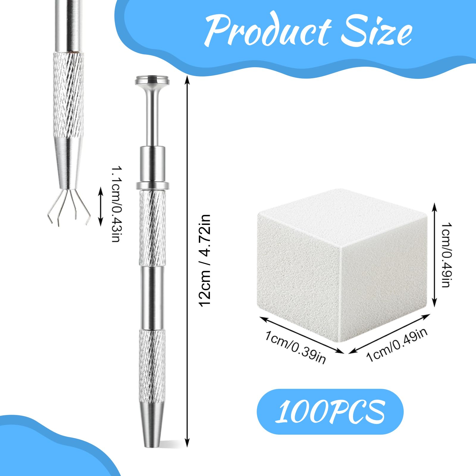 Eiito 100Pcs Soft Nail Sponges for Ombre, With 2Pack Grabbing Pen, Aura Manicure Nail Art Tools (Silver+gold) - Image 4