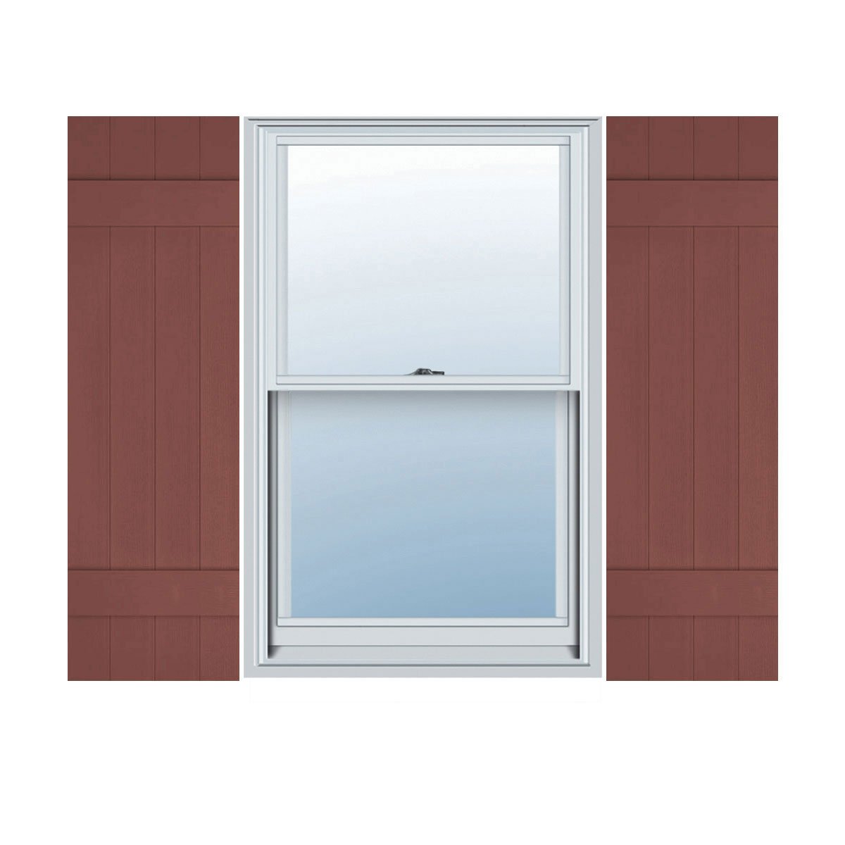 Ekena Millwork 14″W x 51″H Lifetime Vinyl, TailorMade Four Board Joined (2 Batten), Board-n-Batten Shutters, w/Shutter-Loks (Per Pair), Burgundy Red