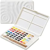 MEEDEN Watercolor Paint Set 48 Colors in Portable Box, Paint Kit with Brush, Palette, Art Supplies, Customizable Color Blocks, Bright Watercolors Travel Set for Adult Teens Beginner Amateur Artists