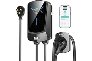 QAOFUL Level 2 EV Charger,Up to 48 amp, Wi-Fi Bluetooth APP Enabled EVSE,4.3 Inch Display,25ft Cable NEMA 14-50 Plug Electric Vehicle Charging Station Compatible with All SAE J1772 EV Models