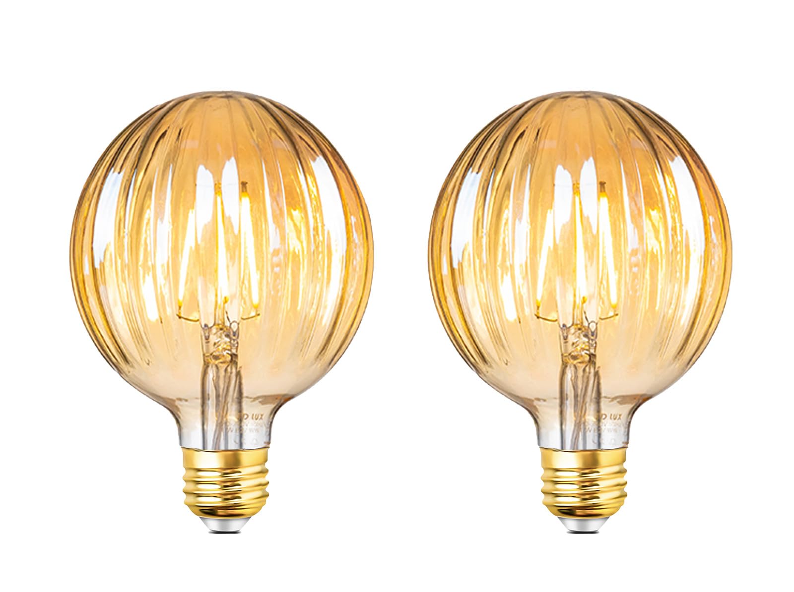 SD LUX LED Bulbs Vintage LED Light Bulbs 5W 500lm Globe ES E27 Dimmable Filament Retro Edison Bulbs Decorative Bulb Warm White 2700k, G105 Pumpkin, Amber, 2pc (105NG-Amber, 2)
