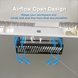 PAVSTINE Under Desk Cable Management Tray 2 Pack Carbon Steel Self Adhesive view 4