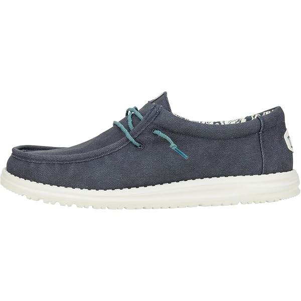 HEY DUDE Wally Waxed Canvas Mens 9 Navy Blue Casual Shoes Water Resistant Amazon.com | HEYDUDE Men Wally Break Hey Day Navy 7 Medium  main image 3