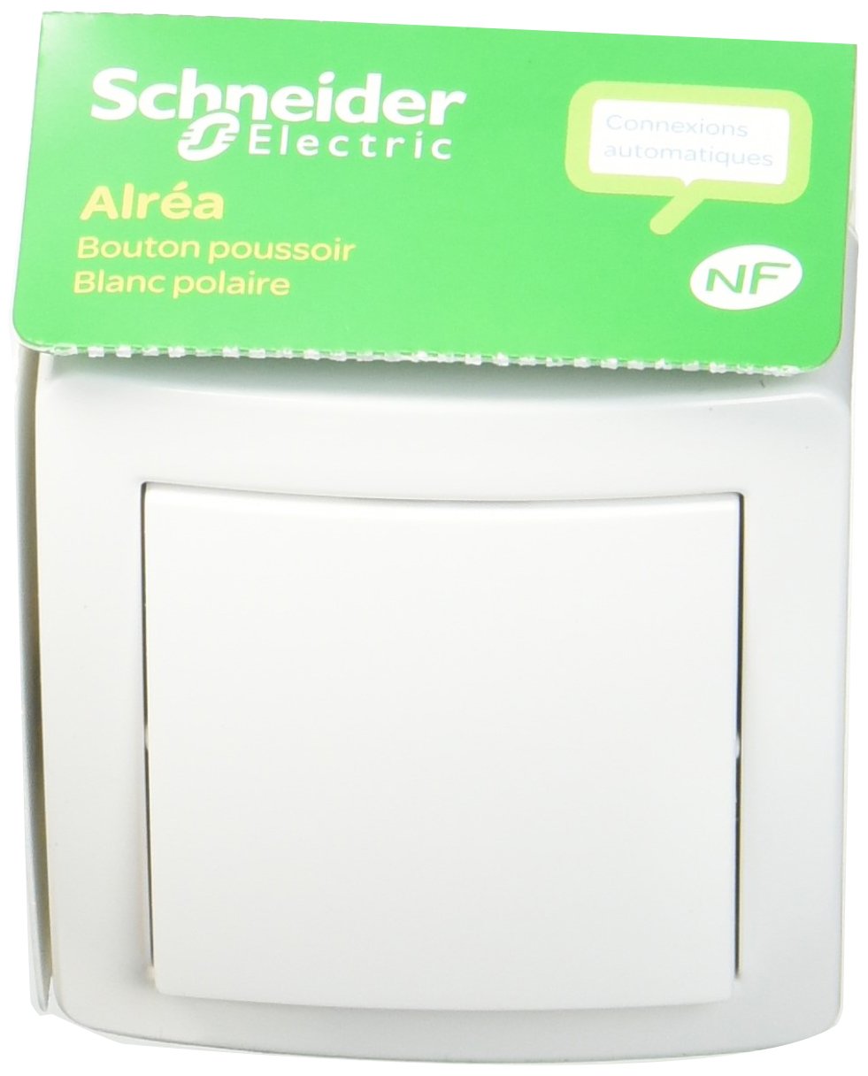 Schneider Electric ALB62053P Alrea Push Button with Surface Frame, 6 x 6 x 6 cm, White