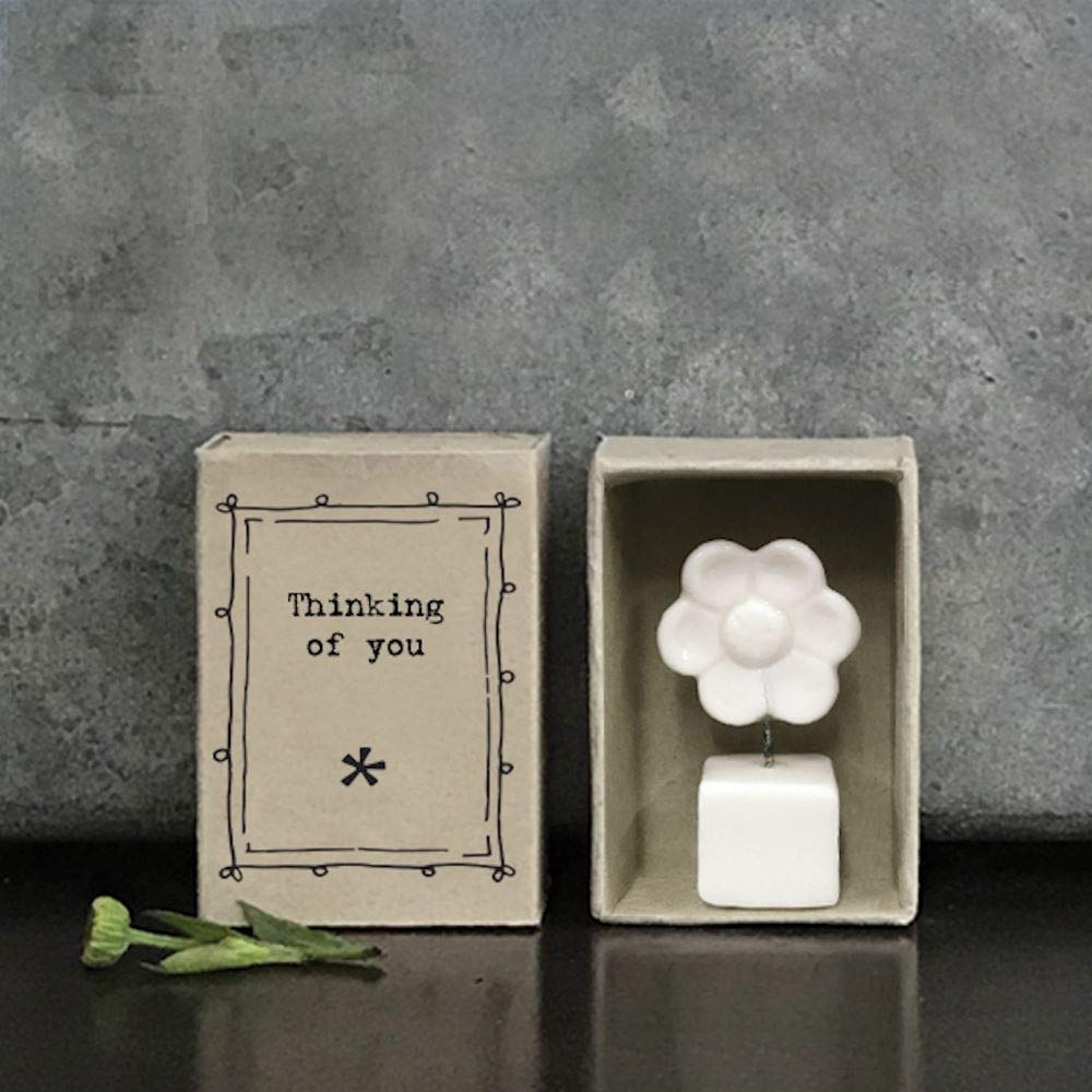 East of India Thinking of You Porcelain Mini Matchbox | Small Gift for a Loved One | Mailbox Gift
