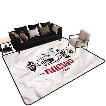Amazon Com Cars Floor Mats For Kids 60 X 72 Retro Race Car