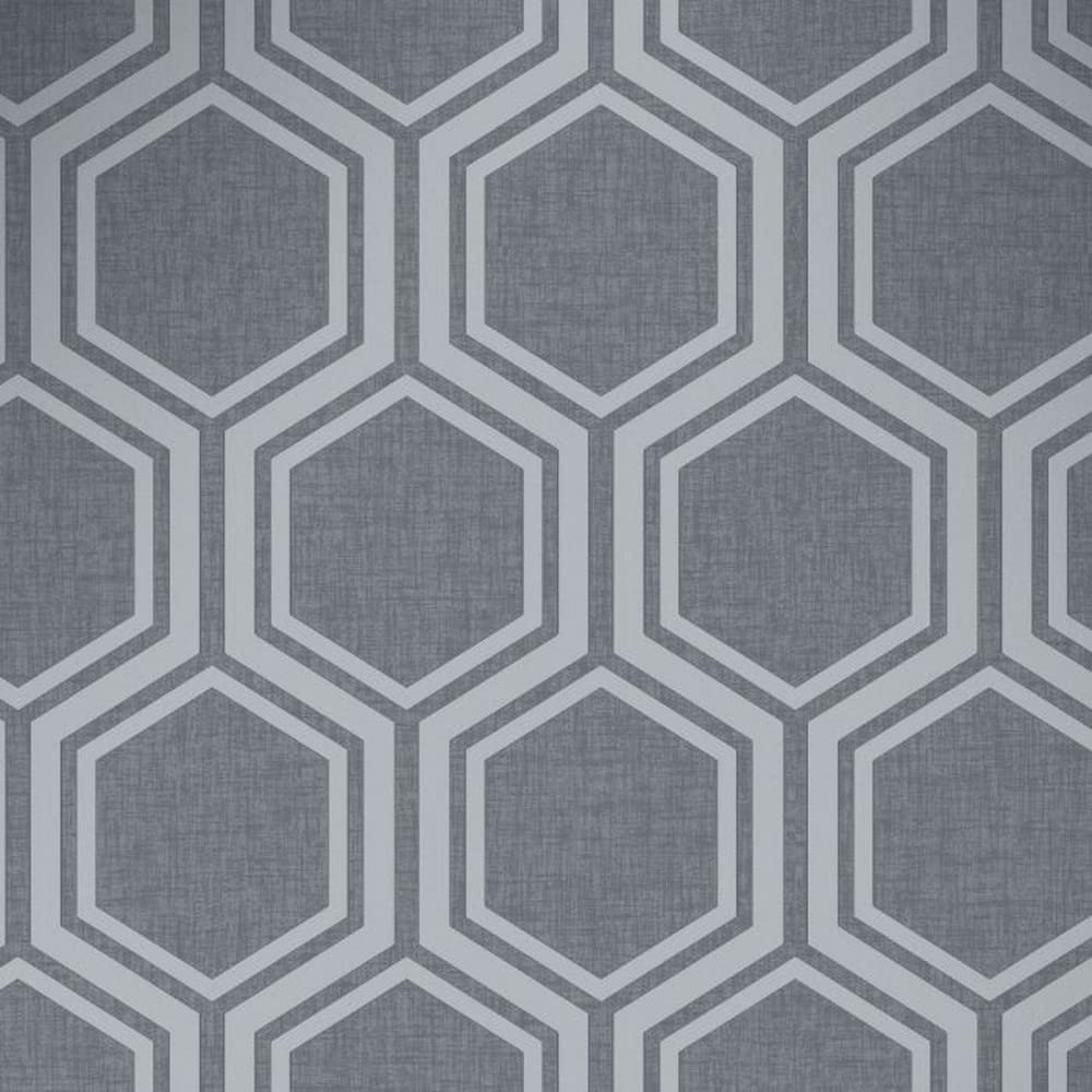 Arthouse Metallic Textures Luxe Hexagon Gunmetal Silver Wallpaper 906601 - Geo
