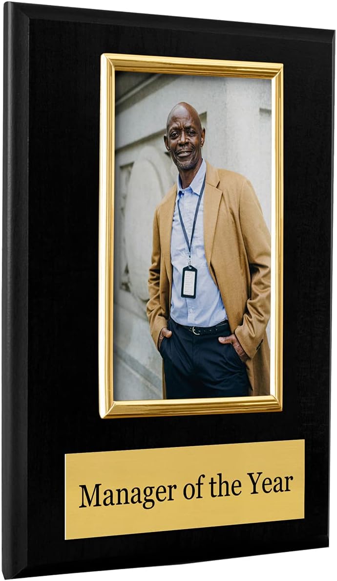 Pre-designed Manager of the Year Award Plaque - 8 x 10" Photo Plaque holds a 6 x 4" Portrait Photo: Home & Kitchen