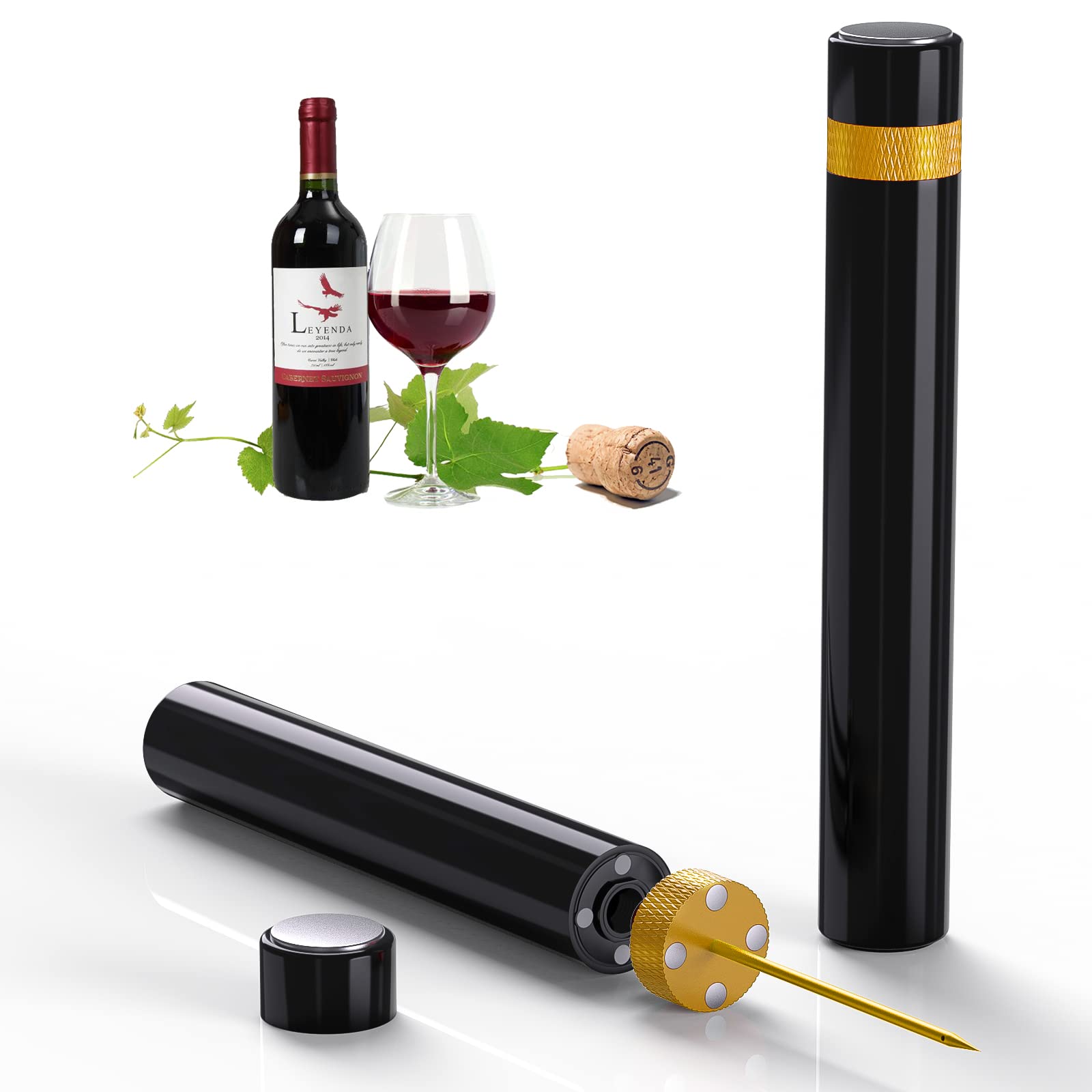 Quntis Air Pressure Pump Bottle Opener, Wine Opener Wine Pump Easy Cork Remover Corkscrew, Great Gift for Wine Lovers - 7S Quick Bottle Opening, Detachable - Gold