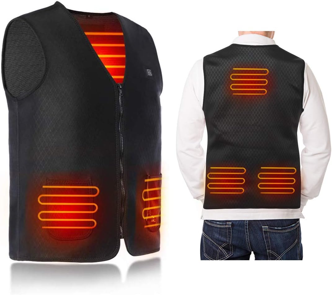 Gilet Chauffant USB Sans Manches Pour Femme Et Homme - Lavable En Machine, Léger, 3 Zones Chauffantes (dos, Ventre, Taille), Idéal Ski, Pêche, Randonnée Hiver