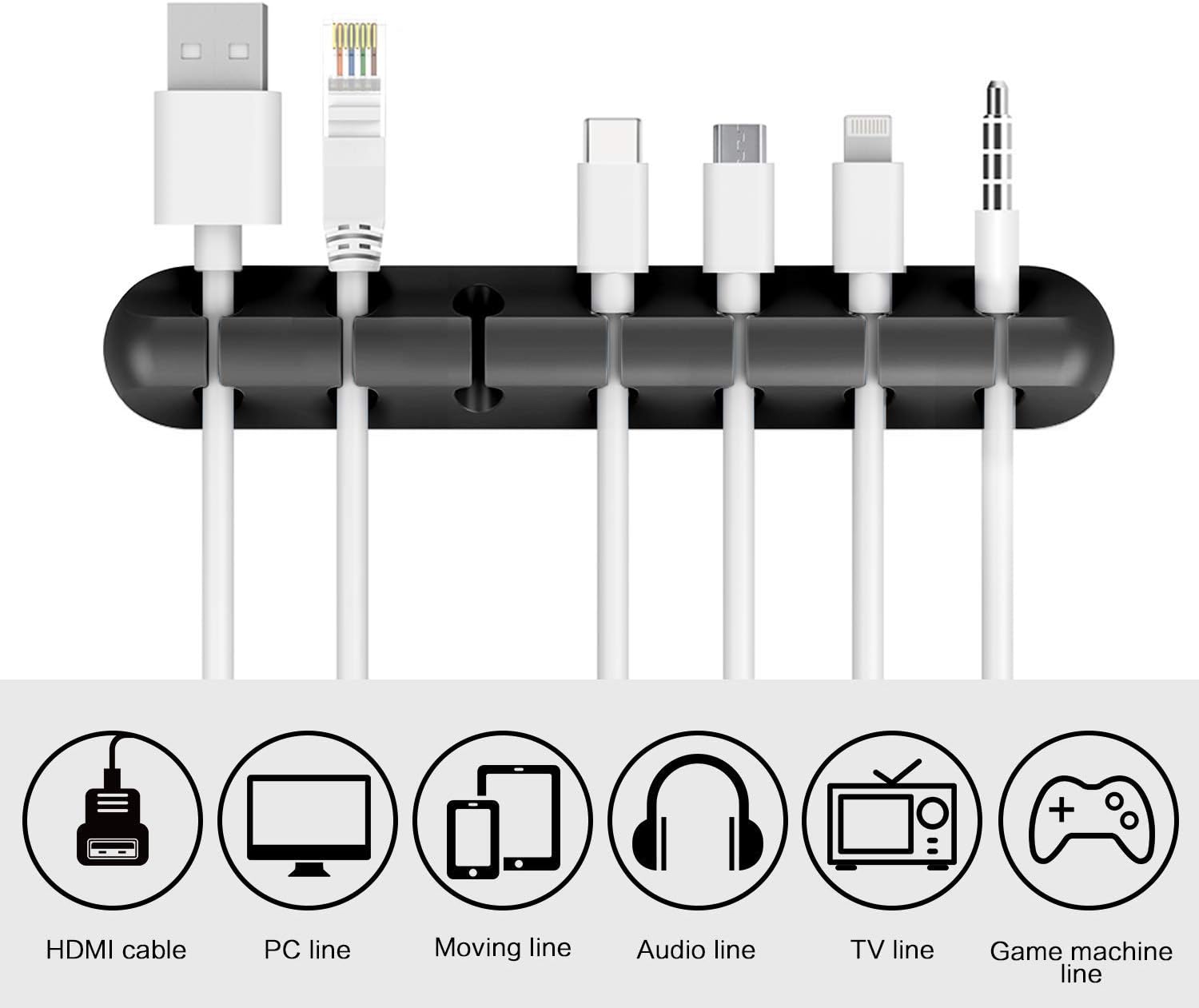 Cable Clips Cord Management Organizer, Adhesive Hooks, Wire Cord Holder for Power Cords and Charging Accessory Cables - Image 5
