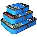 Packing Cubes - 4 pc Set Luggage Organizer - Bonus Shoe Bag Included - By Bingonia Travel Accessories - Blue