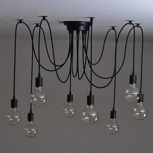 Eclairage De Plafond Vintage Edison Multiple Ajustable Bricolage Araignee Au Plafond Lampe Suspension Lustre Moderne Industriel Chic Salle A Manger 8 Cable Tete 150cm 50inch Chacun Amazon Fr Luminaires Et Eclairage