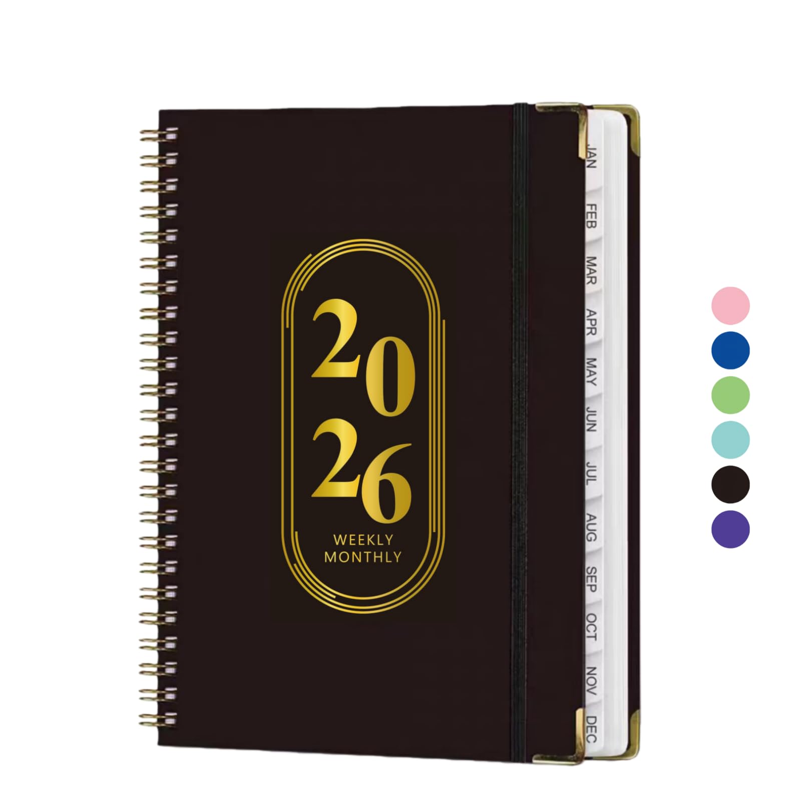View 1 of 2026 Planner for Women Men,Monthly and Weekly Agenda Calendar Planner,Jan 2026 to Dec 2026,A5 (6.3" x 8.5"),Hard Cover Teacher Student Daily Planning Book with Tabs for Office School Home Work,Black