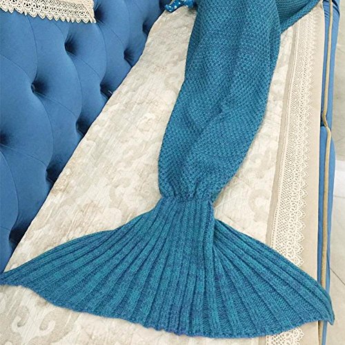Panda Large Mermaid Tail Blanket for Adult, Oversized Warm-Keeping Skin-Friendly Sleeping Blanket Super Warm Soft All Season Sleep Blanket Fashion Fish Scale Sofa Car Sleeping Bag (3 pcs) (Blue)