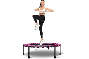 DARCHEN 400LBS Rebounder Trampoline for Adults, Indoor Mini Trampoline Silent Fitness Trampoline Small Bungee Rebounder Jumping Cardio Trainer Workout Exercise Workout with Handrail Bar [40 Inch]