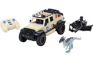 Hot Wheels Matchbox RC Jurassic World Dominion Jeep Gladiator, 6-inch Dracorex Dinosaur Figure, Remote-Control Toy Car with Auto-Capture Claw