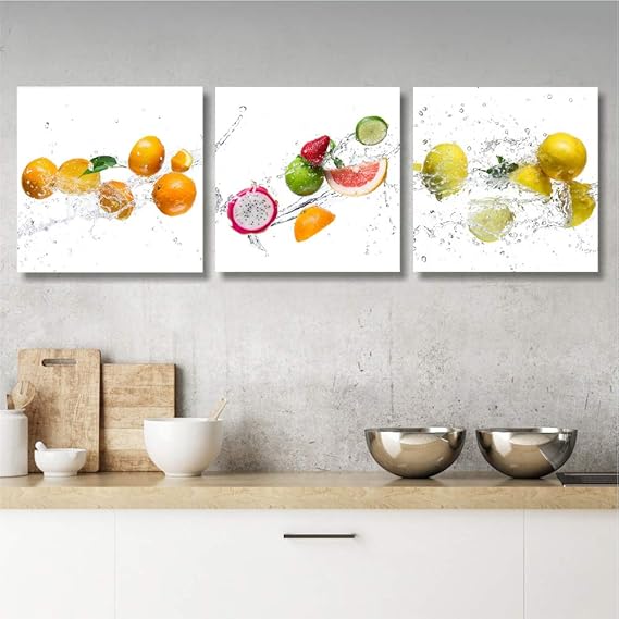 Quadri L&C ITALIA Quadri Cucina Frutta Tris Quadretti Piccoli 25 x 25 Stampa su Tela Canvas Quadri L&C ITALIA Quadri Cucina Frutta Tris Quadretti Piccoli 25 x 25 Stampa su Tela Canvas