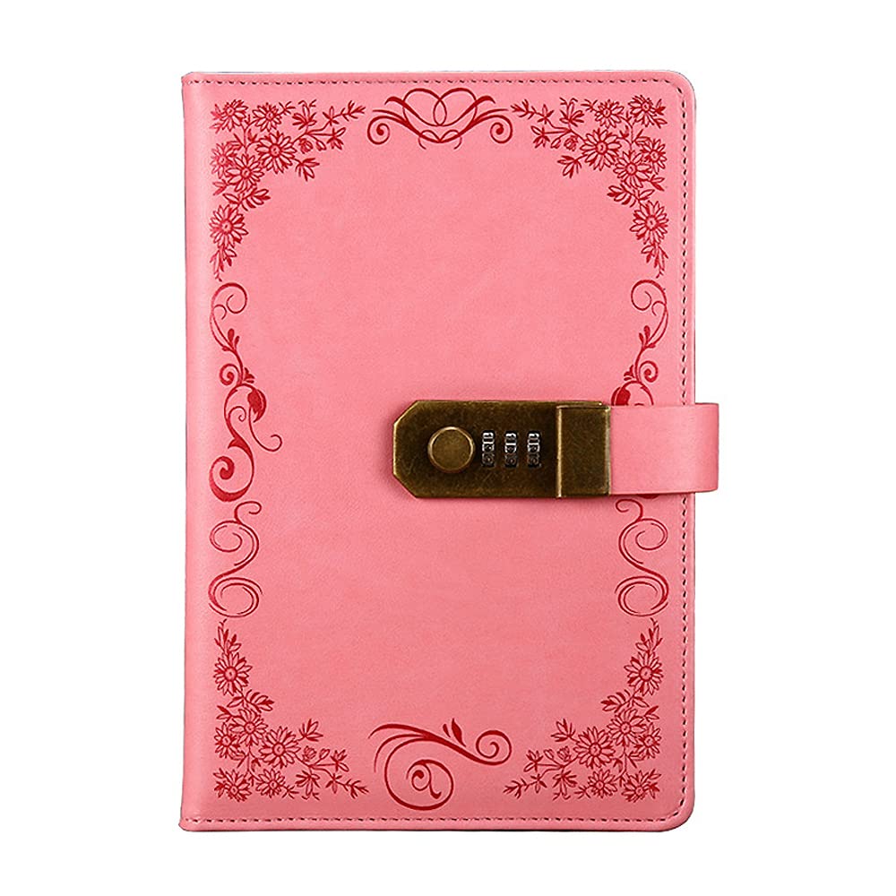 NectaRoy Notebook with Lock, Vintage PU Leather Diary Journal Writing Planner Organizer, Daily Notepad Personal Sketchbook with Combination Lock, Size 219 * 147mm