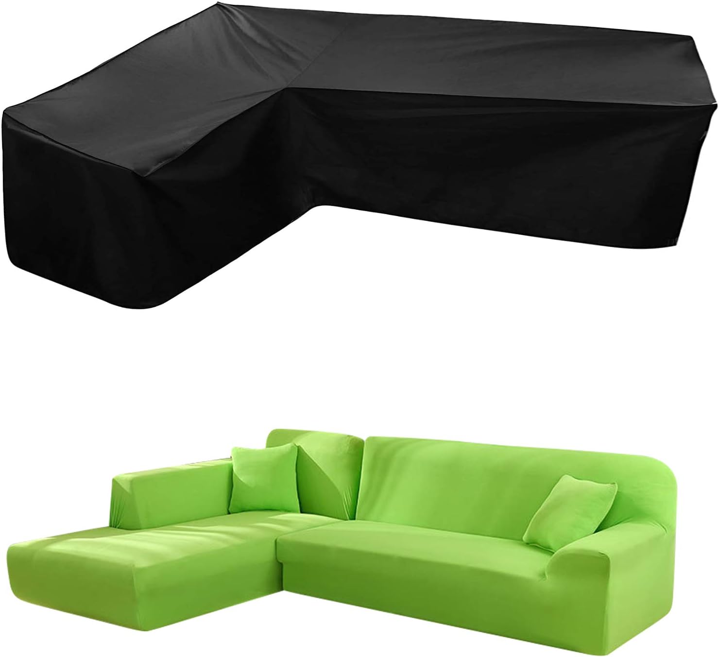 DatingDay V Type Outdoor Sofa Cover,L Type Outdoor Combination Furniture Cover, Polyester 420D, Good Waterproof Effect, 85 