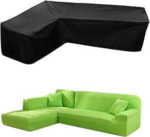 DatingDay V Type Outdoor Sofa Cover,L Type Outdoor Combination Furniture Cover, Polyester 420D, Good Waterproof Effect, 85 