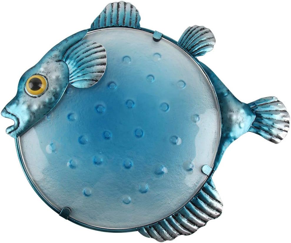 Plaques & Wall Art - LIFFY Metal Fish Wall Decor Pufferfish Art Sculpture Hanging for Outdoor Ocean Beach Sea Pool Decorations