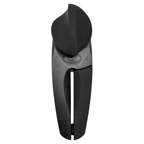 Starfrit MightiCan Can Opener - Safe - Holds Lid and Leaves No Sharp Edges on Lid - 3 Year Warranty - Comfort Grip - Heavy Duty Non-Slip Knob - Black