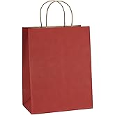BagDream Gift Bags 8x4.25x10.5 Inches 25Pcs Red Kraft Paper Gift Bags with Handles Bulk, for Retail, Merchandise, Shopping, Recycled Paper Sacks