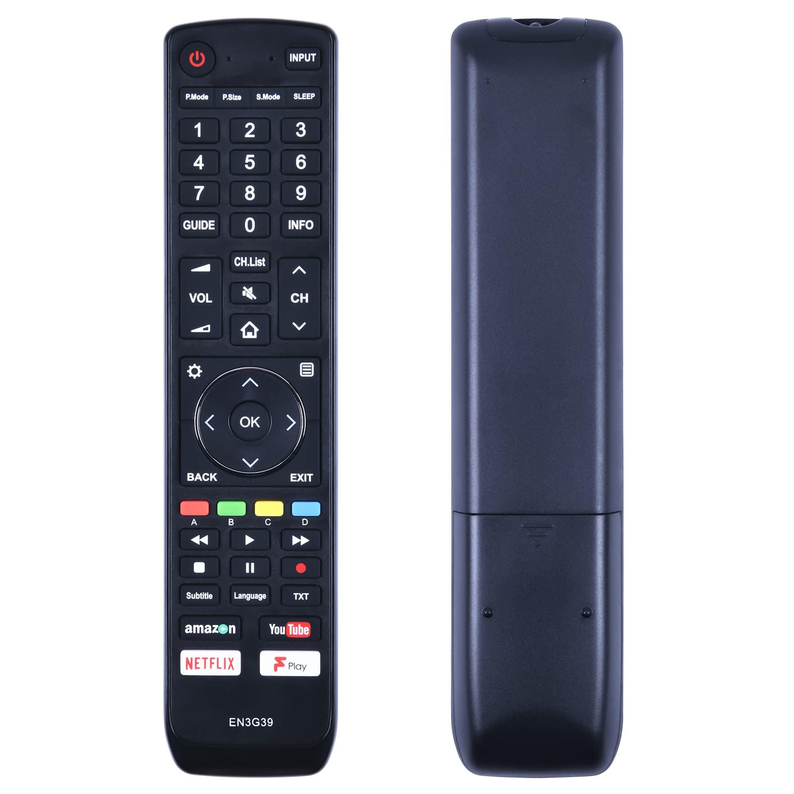 EN3G39 Replacement Remote Control Suitable for Hisense smart TV H43N5500UK H43A6200UK H49N5500 H49N5700 H49N6600 H50N5900 H50A6200 H55A6200 H55A6550UK H65A6200 H65A6200UK